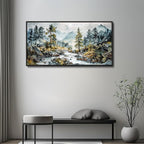 PHAOHUAXM Large Canvas Printing Artworks Wall Art For Bedroom Wall Decor For Living Room Office Home Decor Rivulet View Painting Forest Tree Landscape Watercolour Pictures Black Framed 30x60 In