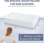 Cooling Cube Pillow for Side Sleepers Memory Foam Pillows for Neck and Shoulder Pain Relief Firm Soft Bed Pillow Dual Sided Supportive Square Rectangle Cervical Neck Pillows 24x12x4 Inches