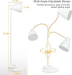BOHON LED Desk Lamp with USB Charging Port, 3 Color Modes Dimmable Reading Lamp, Auto Dimming Task Lamp, Flexible Gooseneck Table Light for Dorm Bedside, Adapter Include, White