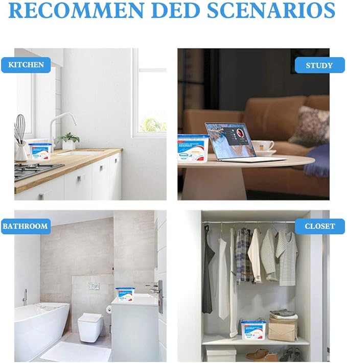 CANAGER Fragrance Free Moisture Absorber Box,Odor Eliminator and Dehumidifier Boxes for Closet,Bedroom,Kitchen,Bathroom-6 Packs,Cups - Traps Moisture for Fresher, Cleaner Air