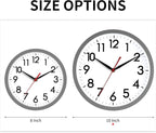 AKCISOT Wall Clock 10 Inch Silent Non-Ticking Modern Clocks Battery Operated - Analog Classic for Office, Home, Bathroom, Kitchen, Bedroom, School, Living Room(Gray)