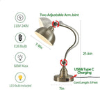 Vintage Desk Lamp Decorative Table Lamp for Home Office Living Room Bedroom Desk Light, Rustic Industrial Farmhouse Antique Library Study Desk Lamp E26 LED Bulb Included