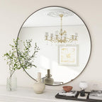 BEAUTYPEAK 20 Inch Round Mirror, Metal Frame Circle Mirror, Wall Mounted for Entryway, Bathroom, Vanity, Living Room, Black