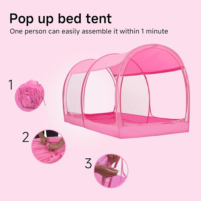 LEEDOR Bed Tent Dream Tents Bed Canopy Shelter Cabin Indoor Privacy Warm Breathable Pop Up Twin/Full/Queen for Kids and Adult Patent Pending(Mattress Not Included)