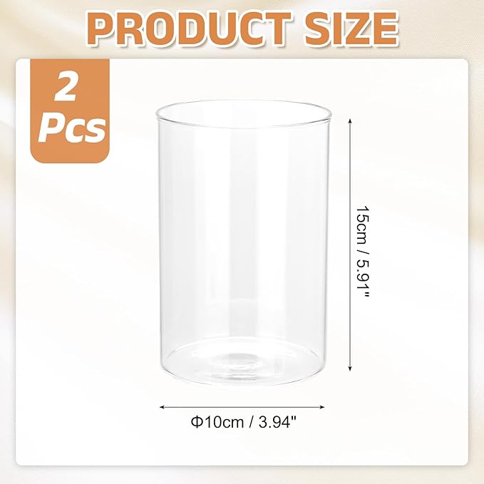 uxcell Hurricane Candle Holder (H:5.9" OD:4"), Pillar Floating Candles Holder Clear Glass Cylinder Flower Vases for Table Centerpiece Wedding Party Home Decoration 2Pcs