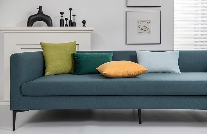 26x26 Euro Pillow Covers : 2 Pack Cozy Soft Velvet Oversized Couch Pillow Shams, Square Throw Pillow Cases for Living Room Sofa, Chartreuse