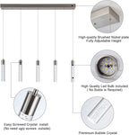 5-Light Pendant Ceiling Light Fixture for Kitchen Island, Modern Pendant Lighting for Kitchen Island,Integrated Dimmable Led Hanging Light with Crystal 40W,6000k for Kitchen…