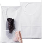 Saves Space Door-Hanging Laundry Bag,Door Hanging Laundry Hamper with 2 Different Types of Hooks, Polyester Fabric Hanging Laundry Basket for Clothes Size 22"X37" -2 Pack White