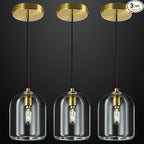 Modern Gold Pendant Lights Kitchen Island Ceiling Chandelier Indoor Crystal Hanging Light Fixtures for Dining Room Kitchen Living Room Bedroom（3Pack）