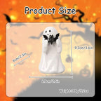 Halloween Ghost Figurine with Holding Bat, Funny Resin Ghost Statue Halloween Decor for Bookshelf, Terrace, Bedroom,Porch and Tabletop