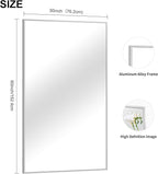 Silver Bathroom Mirror for Wall, 30x60 Inch Rectangle Mirrors with Metal Frame, Modern Vanity Large Wall Mirror for Bathroom Living Room, Entryway Hangs Horizontal or Vertical