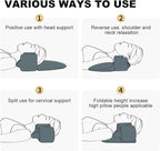 Memory Foam Neck Pillows Combo for Sleeping, Cervical Neck Pillow for Pain Relief, Neck Support Pillow Neck Roll Pillow for Bed (White-Upgrade Version)