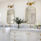 ANDY STAR Gold Bathroom Mirror, 20x30’’ Brushed Gold Vanity Mirror for Bathroom, Brushed Brass Oblong Stainless Steel Metal Frame Mirror for Over Sink