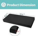 LaVie Home Floating Shelves, 15.6 Inch Wall Shelf Set of 3, Hanging Shelf with Invisible Brackets, Wall Decor for Bathroom, Bedroom, Living Room, Kitchen Storage, Classic Black