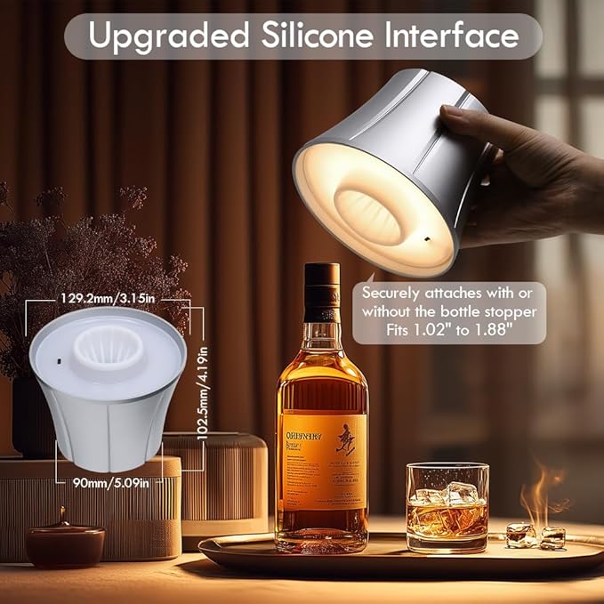 WILIT Wireless Bottle Lamp for Liquor Bottles, Dimmable Cordless Table Lamp Shades, Battery Operated Night Light for Bedroom, Home Bar Decor, Living Room, Dinning, Party, Women Gifts, Men Gifts