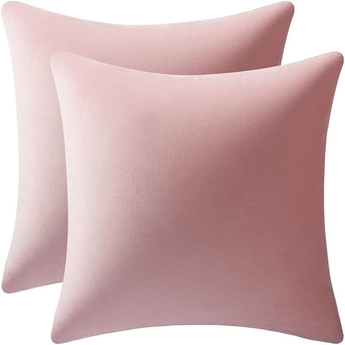 22x22 Throw Pillow Covers Pink: 2 Pack Cozy Soft Velvet Square Decorative Pillow Cases for Farmhouse Home Decor