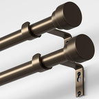 Oneach 2 Pack Heavy Duty Curtain Rods for Windows 72 to 144 Inch, 1 Inch Pole Adjustable Curtain Rod with Easy Installation and Modern Design (Brown, 16 to 150 Inch)