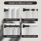 Oneach Black Curtain Rods for Windows 48 to 84 Inch, 1 Inch Pole Adjustable Length Heavy Duty Metal Curtain Rod Set, for Outdoor Bedroom Kitchen Living Room (16 to 88 Inch)