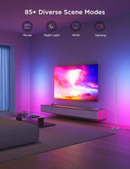 Govee RGBIC Floor Lamp, LED Corner Lamp Works with Alexa, Smart Modern Floor Lamp with Music Sync and 16 Million DIY Colors, Color Changing Standing Lamp for Bedroom Living Room Silver