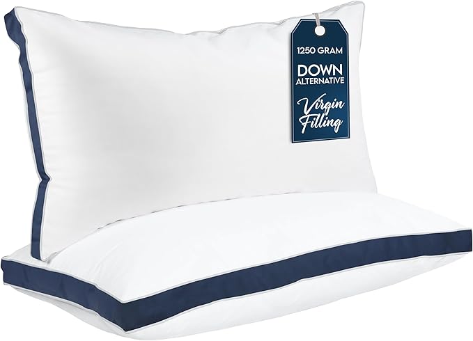 Utopia Bedding Bed Pillows for Sleeping King Size (Navy), Set of 2, Cooling Hotel Quality, Gusseted Pillow for Back, Stomach or Side Sleepers