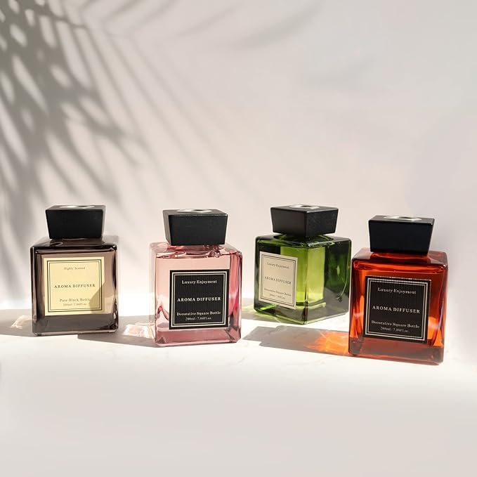 XEPTLE Long-Lasting Fragrance, Woodland Citrus Reed Diffuser, 7.04 oz, with 5 Sticks, Air Freshener, Home & Bathroom Decor Essential Oil Diffuser - Green