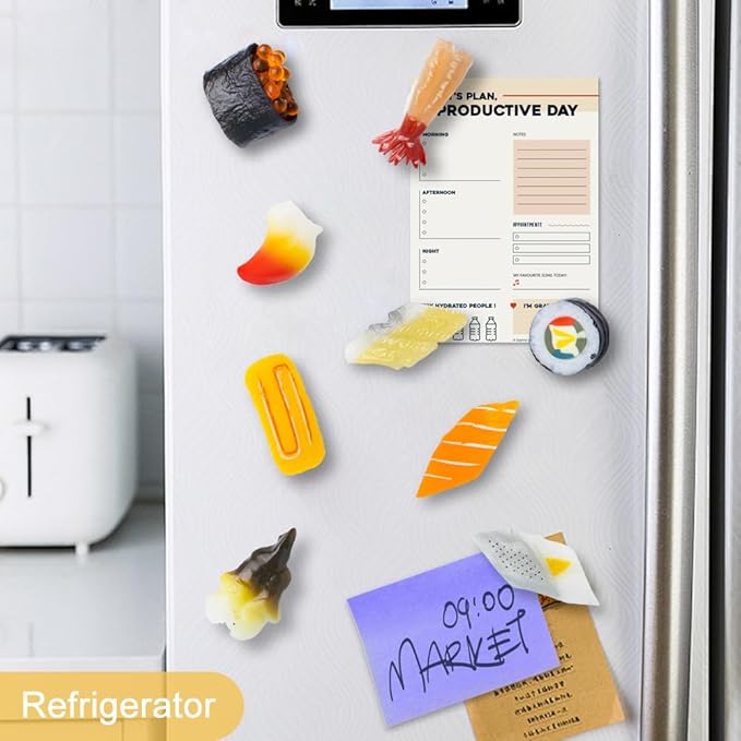 9Pcs Cute Simulation Sushi Fridge Magnets,Locker Decor,Japanese Food Fun Decorative Magnets for Refrigerator, Whiteboard,Kitchen
