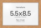 Homeforia 5.5x8.5 Business License Frame Wood, High End Natural Oak 5.5 x 8.5 Certificate Frame, 8.5x5.5 Document Frames for Wall or Tabletop, Wooden Picture Frames, Tempered Glass, Wall Kit, Set of 1