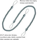 BEL AVENIR Curtain Rope Tiebacks, Drapery Rope Holdbacks with 2 Metal Screw Hooks, 1 Pair - Light Blue
