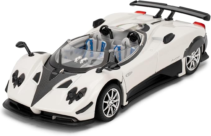 1/24 Car Model Compatible for Collectible Pagani Zonta HP Diecast Toy Car,Zinc Alloy Pull Back Cabriolet Vehicles Toy with Sound and Light for Adult Boys Girls (White)