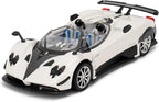 1/24 Car Model Compatible for Collectible Pagani Zonta HP Diecast Toy Car,Zinc Alloy Pull Back Cabriolet Vehicles Toy with Sound and Light for Adult Boys Girls (White)