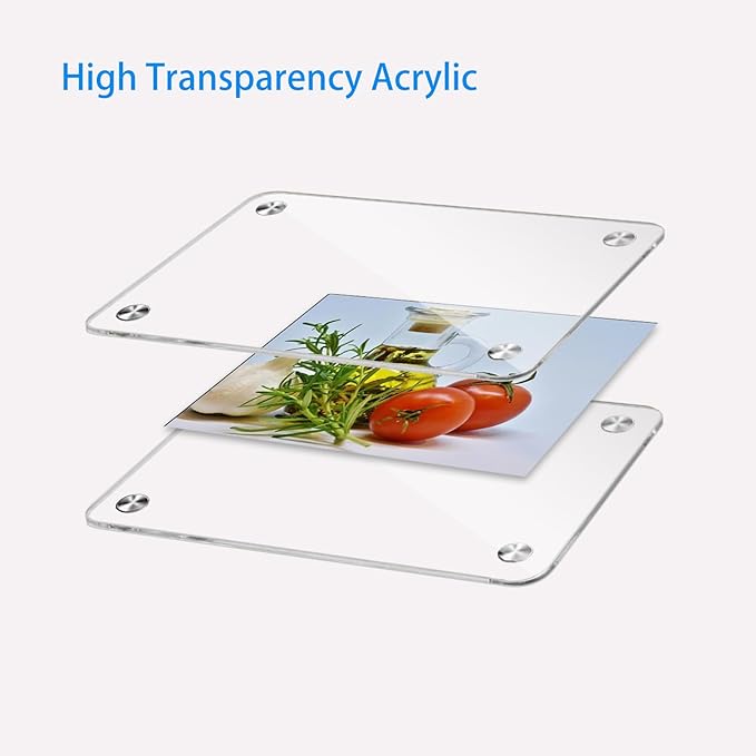 FQEIUO 4 Pack Magnetic Picture Frames for Refrigerator, 4X6 Inch Acrylic Photo Frames, Double Sided Clear Magnet Frame, Suitable for Refrigerator Display, Storage Cabinets, and Message Boards