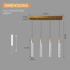 Kitchen Island Lighting Modern Light Fixture Kitchen Island Pendant Light Dimmable LED Gold Brass Finish Mini Pendant Lighting Dinning Room Living Room Kitchen Pendant Lights（4-Light）