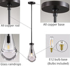 Raindrop Pendant Lights, Bronze Modern Pendant Lights for Kitchen Island with Rod, Penadant Light Fixtures, Chandelier for Living Room Hallway,Bedroom Pendant Light, Bulb Included