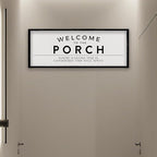 ZZJJHYWGQ Welcome to the Porch Sign 32"×12" Home Hallway Wall Decor Wasting Time Is Considered Time Well Spent Horizontal Family Entryway Wood Framed Art (Black)