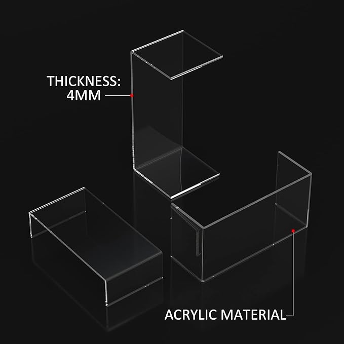 Clear Riser Shelf 3pcs, Desktop Rectangular Acrylic Display Shelves Organizer, Acrylic Stands for Funko Pop Figure, Perfumes, Bags, Shoes, Glasses, Plants, Toys, Collectibles - 8''x8.5''x9''