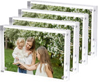 Acrylic 4x6 Picture Frames 4 Pack, Magnetic Photo Picture Display Frames 6 x 4, Double Sided Frameless Desk Picture Frames for Office, UV Protection
