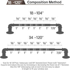 Industrial Curtain Rods 18 to 120 in,Blackout Curtain Rod,Adjustable Length,1 in Diameter Pipe,Wall or Ceiling Mounted,for Bedroom and Living Room (Antique Brass18” to 120”)