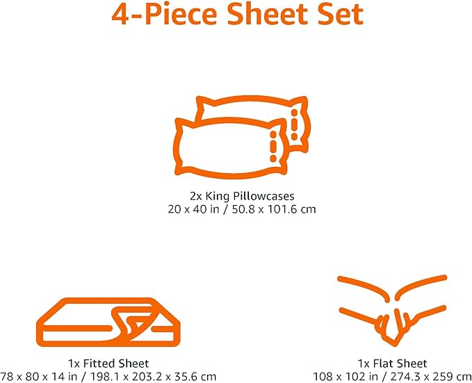 Amazon Basics 4 Piece Bed Sheets Set, 100% Cotton Jersey, Includes Super Soft, Flat and Fitted Sheets, Pillowcase, King, Sky Blue, Solid