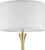 GLOBE Electric 61000150 60" Floor Lamp, Antique Brass Finish, Beige Fabric Shade, Mid-Century Modern Standing Lamp, E26 Base, Sustainable Design for Living Rooms and Bedrooms