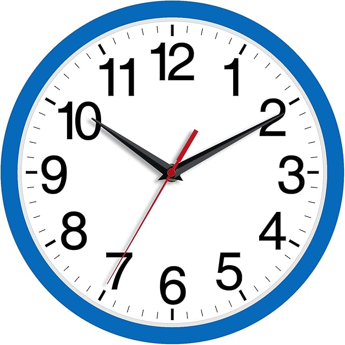Wall Clock Modern 8 Inch Battery Operated Silent Non Ticking Small Analog Clock Decorative for Bedroom Kitchen Bathroom Office Home (Blue)