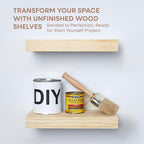 Homeforia Wood Floating Shelf 12 inch, High End Solid Natural Wood 12inch Floating Shelves for Wall Mounted, Unfinished Small Wooden Floating Shelves, Heavy Duty Bracket, 12 X 6.5 X 1.75 in, Set of 3