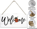 Welcome Decor Sign, Hanging Wood Sign Home Decorative, Printed Wood Wall Art Sign, Ladybug Welcome Sign, Door Sign, Front Door Wall Art Decor, Welcome Sign for Home Farmhouse Yard Garden 12 * 6inch