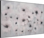 46"x60" Extra Large Framed Wall Art Soft White Poppies Watercolor Floral, Delicate Botanical for Home Living Room Bedroom Decor (Frame Assembly Required)