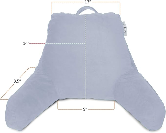 Nestl Reading Pillow for Kids, Small Bed Pillow, Back Pillow for Sitting in Bed, Memory Foam Chair Pillow, Reading & Bed Rest Pillows, Ice Blue Back Pillow for Bed, Arm Pillow with Pockets