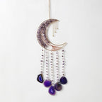 Agate Gemstone Dream Catcher 7 Chakra Tree of Life Dream Catcher with Rainbow Crystal Stones Handmade Dreamcatcher Wall Decor for Adults Boys Girls,Bedroom,Wedding,Garden,Bless Gift(Purple Moon)