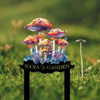 Personalized Mushroom Metal Sign with Stake,Custom Gardener Family Name Signs Outdoor Decor,Customized Flowers Gardening Birthday Gifts,Butterfly Plaque for Patio Lawn Porch Backyard Front Door Garage