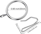 Hotop 30 Pcs Metal Drapery Curtain Rings 0.98/1.26/1.65 inch Interior Diameter and 30 Pcs Hanging Curtain Drapery Pin Hooks for Window Door Shower(25 mm,Silver)