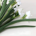 Artificial Flowers for Vases 17.7 Inch 10 Stems， Silk Dried Fake Mums Bouquet Indoor Faux Floral Arrangements for Decoration (White Narcissus)