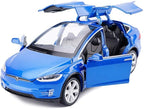 Toy Car Model x, Pull Back Car Toys Alloy Vehicles with Lights and Sound 1:32 Scale Model Car (Blue)