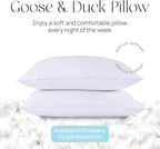 East Coast Bedding Pure Dream Firm Pillow - Standard Size 20x26 Inch Medium Support Goose Feather Down Pillows, 100% Cotton Shell, Standard Pillow Set of 2